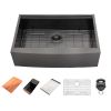 33"x22"x10" Gunmetal Black Apron Front Farmhouse Kitchen Sink Stainless Steel 16 Gauge Ledge Workstation Single Bowl Farm Sink Basin