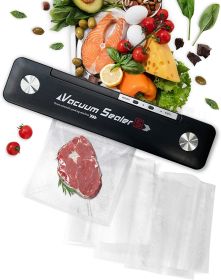 Black Automatic Vacuum Sealer Machine 14.06 x 3.13 x 2.1 Size + 5 Saver Bags 7.8" x 9.8" + 5 Bags 6.8" x 9.8". Compact Vacuum Sealer Machine. Food Sea