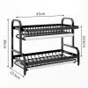 Dish Drying Rack; Dish Rack 2 Tier Large Dish Drying Rack with Utensil Holder; Cutting Board Holder and Dish Drainer for Kitchen Counter Storage; Blac