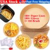 200Ã— Air Fryer Disposable Paper Lining w/ Disposable Gloves Non-Stick Baking Mat