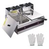 Commercial Electric Deep Fryer Countertop Stainless Steel Basket with Timer and Drain French Fry,Fryer Machine outside BBQ  kitchen to make French fri