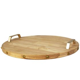 Round Wooden Serving Board (Rose-Gold) | Elegant Rustic Serving Tray & Platter