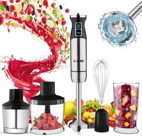 Hand Blender 500W 5-in-1 Multifunctional Electric Immersion Blender 8 Variable speed Stick 860ml Food Processor; Chopper; Whisk Attachment; BPA Free 5