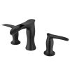 Black Widespread Bathroom Faucet Waterfall 3 Hole 2 Handle Matte Vanity Lavatory Bath Sink Faucet Mixer Tap RBF61013MB