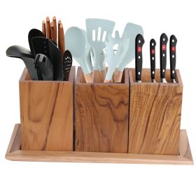 WILLART Wooden Multipurpose Kitchen Utensil Cutlery Caddy Cooking Utensils;  Knife Spoon & Spatula Rack Holder Organizer Snacks Tea Coffee Sugar Conta