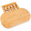 Oval Bamboo Cheese Board Knife Set Wooden Cheese Serving Platter Tray