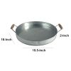 Round Galvanized Metal Serving Tray With Wooden Handles; Gray