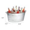 Galvanized Beverage Tub With Handles; Gray