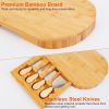 Oval Bamboo Cheese Board Knife Set Wooden Cheese Serving Platter Tray