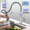 Kitchen Faucet - Spring Kitchen Sink Faucet with 3 Modes Pull Down Sprayer; Single Handle&Deck Plate for 1or3 Holes; 360Â° Rotation; Spot Resist Stain