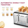 Toaster 4 Slice, Stainless Steel Extra-Wide Slot Toaster with Dual Control Panels of Bagel/Defrost/Cancel Function, 6 Toasting Bread Shade Settings, R