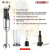 Immersion Hand Held Blender Electric 400 Watt 2 Speed 9 Modes Stainless Steel Stick Blenders Whisk Mixer 800ml Cup 5 Core