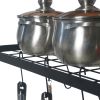 Shelf Pot Rack Wall Mounted Pan Hanging Racks 2 Tire Black