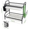 Dish Drying Rack; Dish Rack 2 Tier Large Dish Drying Rack with Utensil Holder; Cutting Board Holder and Dish Drainer for Kitchen Counter Storage; Blac