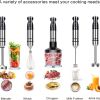 1pc Hand Blender; Immersion Smart Stick; Variable Speeds; Titanium Plated Blade; 800W 5-in-1 20.3 OZ Mixing Beaker; 17 OZ Chopper; Whisk And Milk Frot