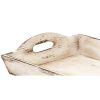 Distressed Wooden Finish Serving Trays With Handles; White; Set Of 2