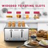 Toaster 4 Slice;  Geek Chef Stainless Steel Extra-Wide Slot Toaster with Dual Control Function