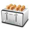 Toaster 4 Slice;  Geek Chef Stainless Steel Extra-Wide Slot Toaster with Dual Control Function