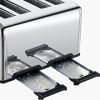 Toaster 4 Slice, Geek Chef Stainless Steel Extra-Wide Slot Toaster with Dual Control Panels of Bagel/Defrost/Cancel Function(Sliver-Black)