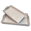 Distressed Wooden Finish Serving Trays With Handles; White; Set Of 2