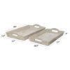 Distressed Wooden Finish Serving Trays With Handles; White; Set Of 2