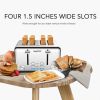 Toaster 4 Slice, Geek Chef Stainless Steel Extra-Wide Slot Toaster with Dual Control Panels of Bagel/Defrost/Cancel Function(Sliver-Black)