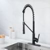 Matte Black Kitchen Faucet with Soap Dispenser Single Handle Kitchen Sink Faucet with Pull Down Sprayer Utility Sink Faucet Single Hole for Laundry Si