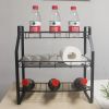 Black Three Tier Kitchen Seasoning Storage Rack Counter Organizer Spice Rack Shelf for Seasoning Jars,Spice Jars Sauce Bottles KJZWJ018-3HEI Two style