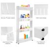 4 Tiers Slim Storage Cart Mobile Rolling Shelf Unit Narrow Space Shelf for Kitchen Bathroom Pantry Laundry Garage Office