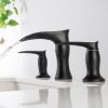 Black Widespread Bathroom Faucet Waterfall 3 Hole 2 Handle Matte Vanity Lavatory Bath Sink Faucet Mixer Tap RBF61013MB