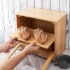 Extra Large Bread Box;  Bamboo Bread Box for Kitchen Counter;  Removable 2 Tiers;  Clear Front Window and Tool Drawer;  Large Capacity Bread Holder.