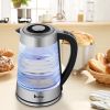 ZOKOP HD-251L 2.2L 110V 1100W Electric Kettle With Wave Body High Borosilicate Glass Blue Light With Electronic Handle