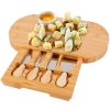 Oval Bamboo Cheese Board Knife Set Wooden Cheese Serving Platter Tray