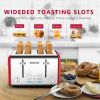 Toaster 4 Slice, Geek Chef Stainless Steel Extra-Wide Slot Toaster with Dual Control Panels of Bagel/Defrost/Cancel Function, 6 Toasting Bread Shade S