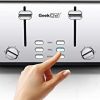 Toaster 4 Slice, Geek Chef Stainless Steel Extra-Wide Slot Toaster with Dual Control Panels of Bagel/Defrost/Cancel Function(Sliver-Black)