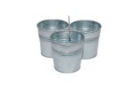 Galvanized Metal Cutlery Holder with Three Buckets and Ring Holder; Gray