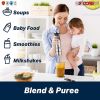 Hand Blender 500W 3-in-1 Multifunctional Electric Immersion Blender 8 Variable speed Stick Batidora Emersion Mixer; 600ml Mixing Beaker; Whisk Attachm