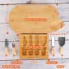 Oval Bamboo Cheese Board Knife Set Wooden Cheese Serving Platter Tray