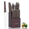 (Do not Sell on Amazon)Kitchen Knife Sets, 15 Piece Knife Sets with Block for Kitchen Chef Knife Stainless Steel Knives Set Serrated Steak Knives with