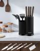 Knife Block Holder;  Cookit Universal Knife Block without Knives;  Unique Double-Layer Wavy Design;  Round Black Knife Holder for Kitchen;  Space Save