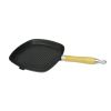 Cast Iron Grill Pan BBQ Skillet Wooden Handle