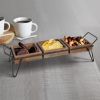 Artisinal Wood Serving Tray; 3 Seperate Sections and Metal Frame; Brown; Black; DunaWest