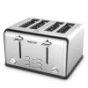 Toaster 4 Slice, Stainless Steel Extra-Wide Slot Toaster with Dual Control Panels of Bagel/Defrost/Cancel Function, 6 Toasting Bread Shade Settings, R