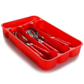 Gibson Casual Living 24 Piece Stainless Steel Flatware Set with Storage Tray in Red