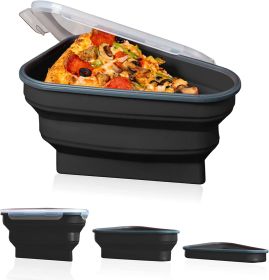 Reusable Pizza Storage Container with 5 Microwavable Serving Trays - Adjustable Pizza Slice Container to Organize & Save Space - BPA Free, Microwave, (Color: black)