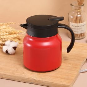 2022 new stainless steel large capacity thermal insulation coffee stewing pot household boiling bottle small thermos gift kettle (colour: red, Capacity: 1000ml)