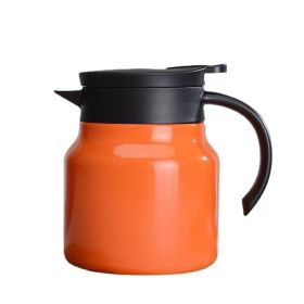 2022 new stainless steel large capacity thermal insulation coffee stewing pot household boiling bottle small thermos gift kettle (colour: orange, Capacity: 1000ml)