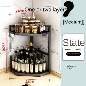 Installation free kitchen triangle seasoning rack; table top; wall corner storage rack; household corner storage rack; wall mounted corner rack (Number of layers (specification): Medium 2nd floor)