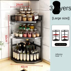 Installation free kitchen triangle seasoning rack; table top; wall corner storage rack; household corner storage rack; wall mounted corner rack (Number of layers (specification): Large 3rd floor)