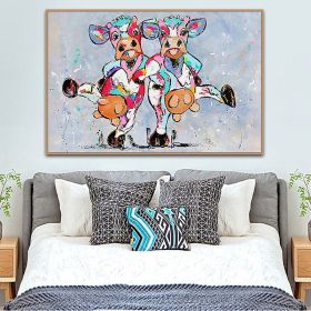 Hand-painted original oil painting cow painting impasto thick texture oversized palette knife painting, wall art home decoration (size: 70x140cm)